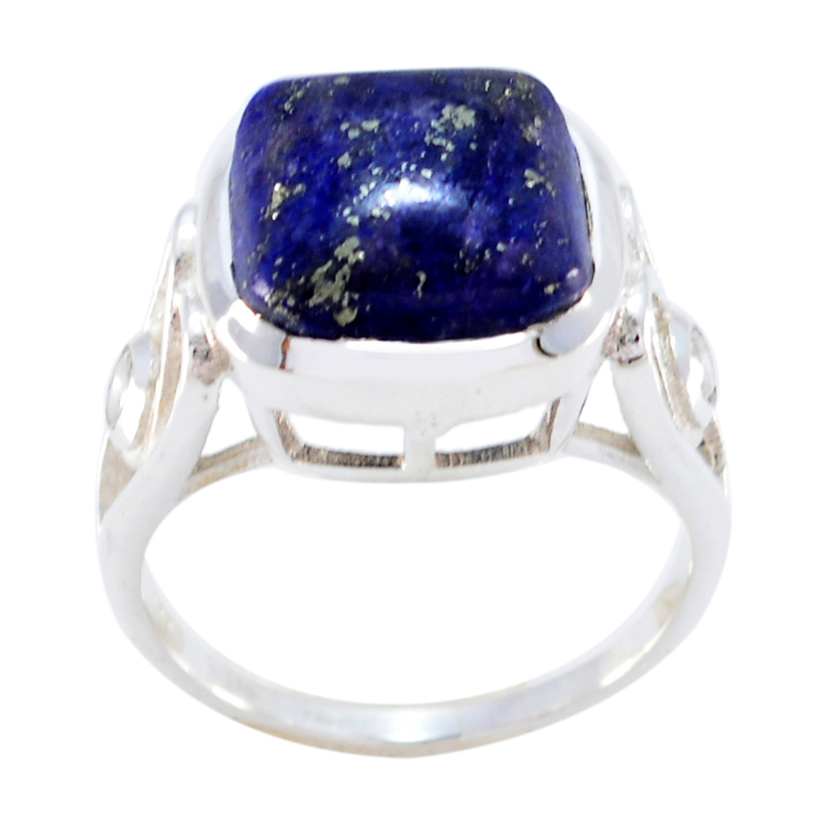 Lapis Lazuli Halo Russian Sterling Silver Blue Gemstones Minimal Love Ring Jewelry Huvudsaklig produktbild
