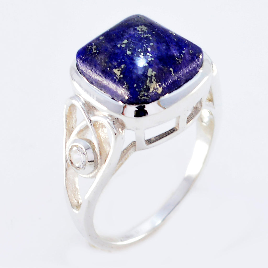 Lapis Lazuli Halo Russian Sterling Silver Blue Gemstones Minimal Love Ring Jewelry