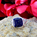 Lapis Lazuli Halo Russian Sterling Silver Blue Gemstones Minimal Love Ring Jewelry