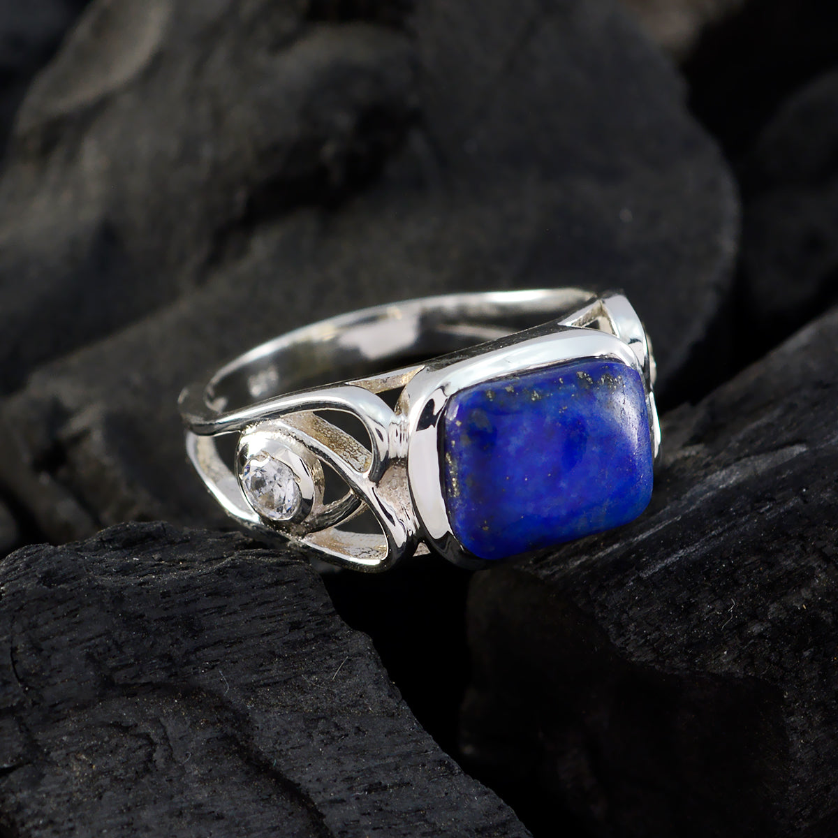 Lapis Lazuli Solitaire German Silver Blue Gems Featherlight Cultural Ring Jewelry