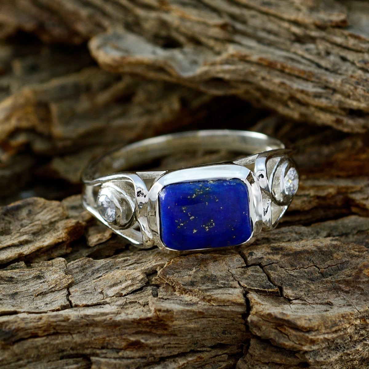 Lapis Lazuli Solitaire German Silver Blue Gems Featherlight Cultural Ring Jewelry