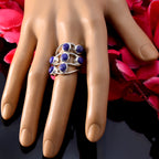 Lapis Lazuli Hepta Egyptian Silver Blue Gems Mid weight Graceful Ring Jewelry