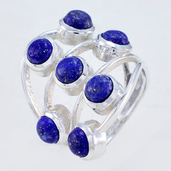 Lapis Lazuli Hepta Egyptian Silver Blue Gems Mid weight Graceful Ring Jewelry