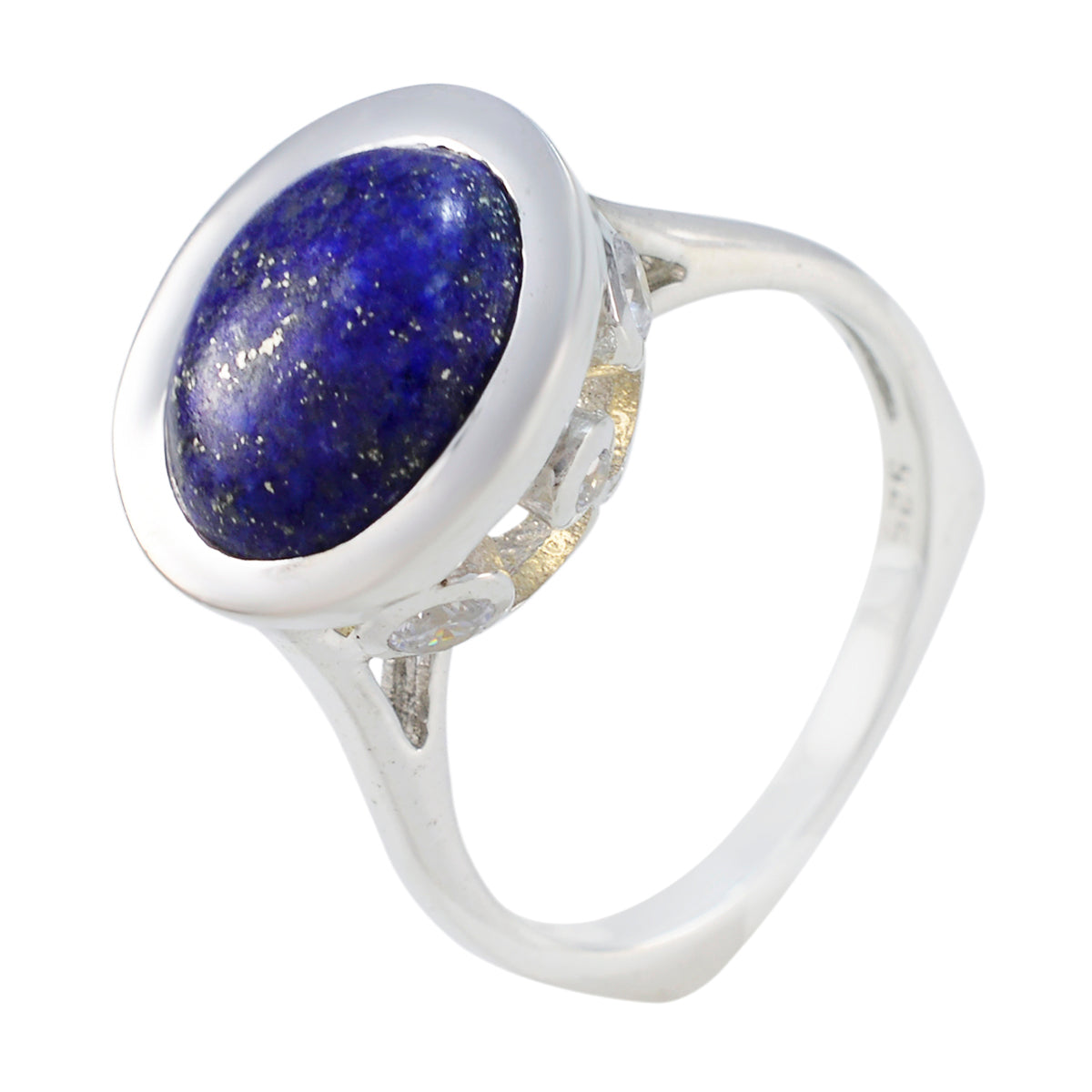 Lapislazuli Halo Französisch 92,5 Silber Blaue Edelsteine Auffälliger abstrakter Ring Schmuck Zweitbild