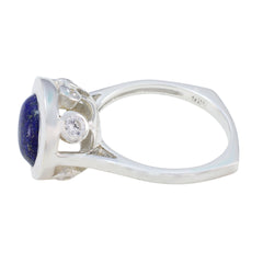 Lapis Lazuli Halo French 92.5 Silver Blue Gemstones Eye catching Abstract Ring Jewelry