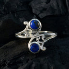 Lapis Lazuli Toi et Moi African Sterling Silver Blue Gemstone Slim Cultural Ring Jewelry