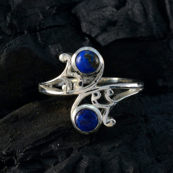 Lapis Lazuli Toi et Moi African Sterling Silver Blue Gemstone Slim Cultural Ring Jewelry