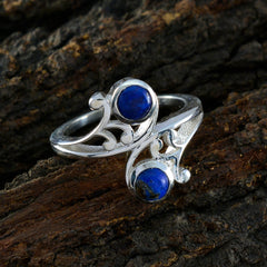 Lapis Lazuli Toi et Moi African Sterling Silver Blue Gemstone Slim Cultural Ring Jewelry