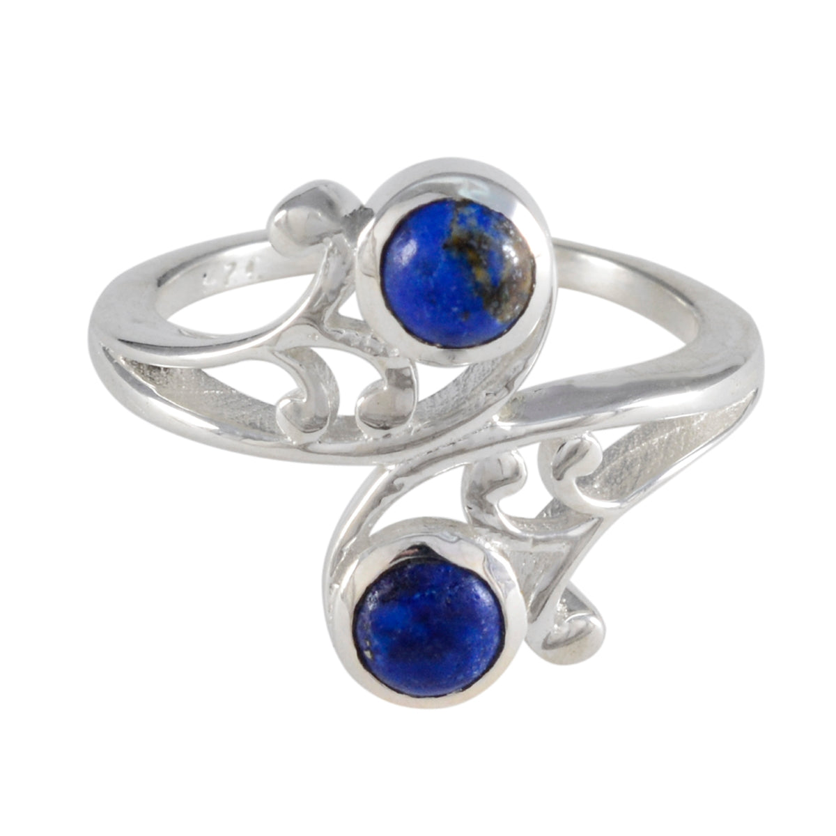 Lapis Lazuli Toi et Moi African Sterling Silver Blue Gemstone Slim Cultural Ring Jewelry