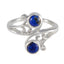 Lapis Lazuli Toi et Moi African Sterling Silver Blue Gemstone Slim Cultural Ring Jewelry