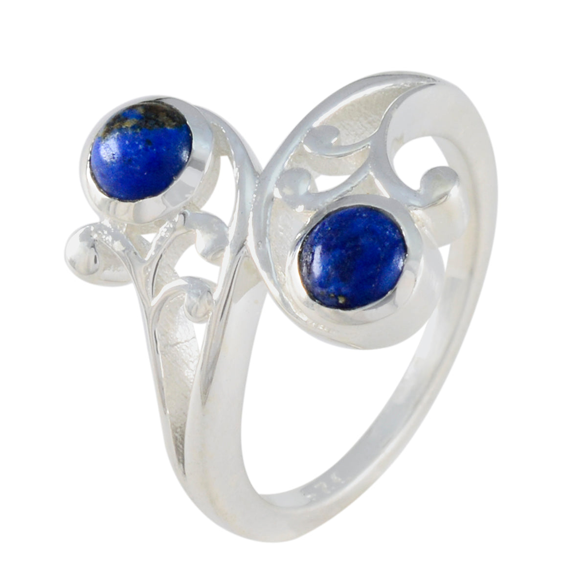 Lapis Lazuli Toi et Moi African Sterling Silver Blue Gemstone Slim Cultural Ring Jewelry