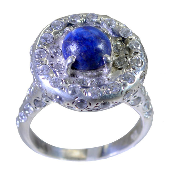 Lapislazuli Halo Ägyptischer 925 Sterling Silber Blauer Edelstein Vielseitiger Trendy Ring Schmuck