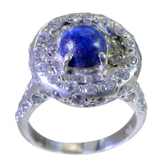 Lapis Lazuli Halo Egyptian 925 Sterling Silver Blue Gemstone Versatile Trendy Ring Jewellery