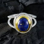 Lapis Lazuli Solitaire Mexican 925 Silver Blue Gemstone Classic Rope Wire Ring Jewellery