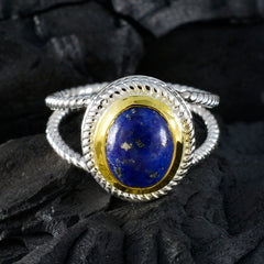 Lapis Lazuli Solitaire Mexican 925 Silver Blue Gemstone Classic Rope Wire Ring Jewellery