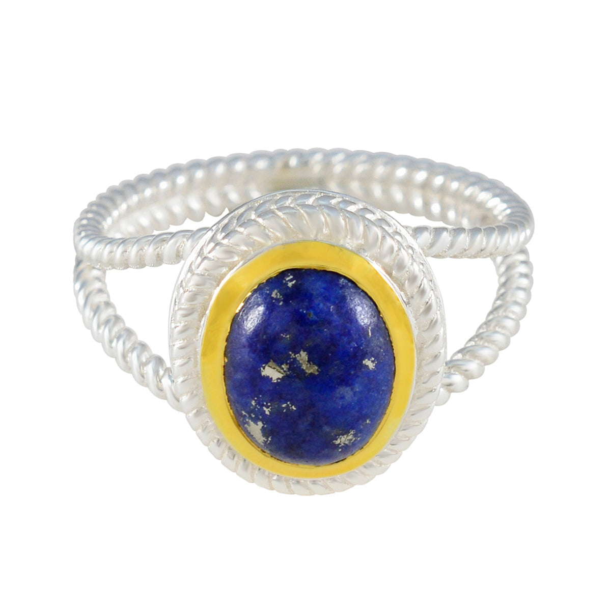 Lapis Lazuli Solitaire Mexican 925 Silver Blue Gemstone Classic Rope Wire Ring Jewellery Immagine principale del prodotto