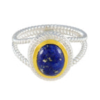 Lapis Lazuli Solitaire Mexican 925 Silver Blue Gemstone Classic Rope Wire Ring Jewellery