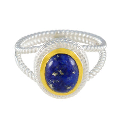 Lapis Lazuli Solitaire Mexican 925 Silver Blue Gemstone Classic Rope Wire Ring Jewellery