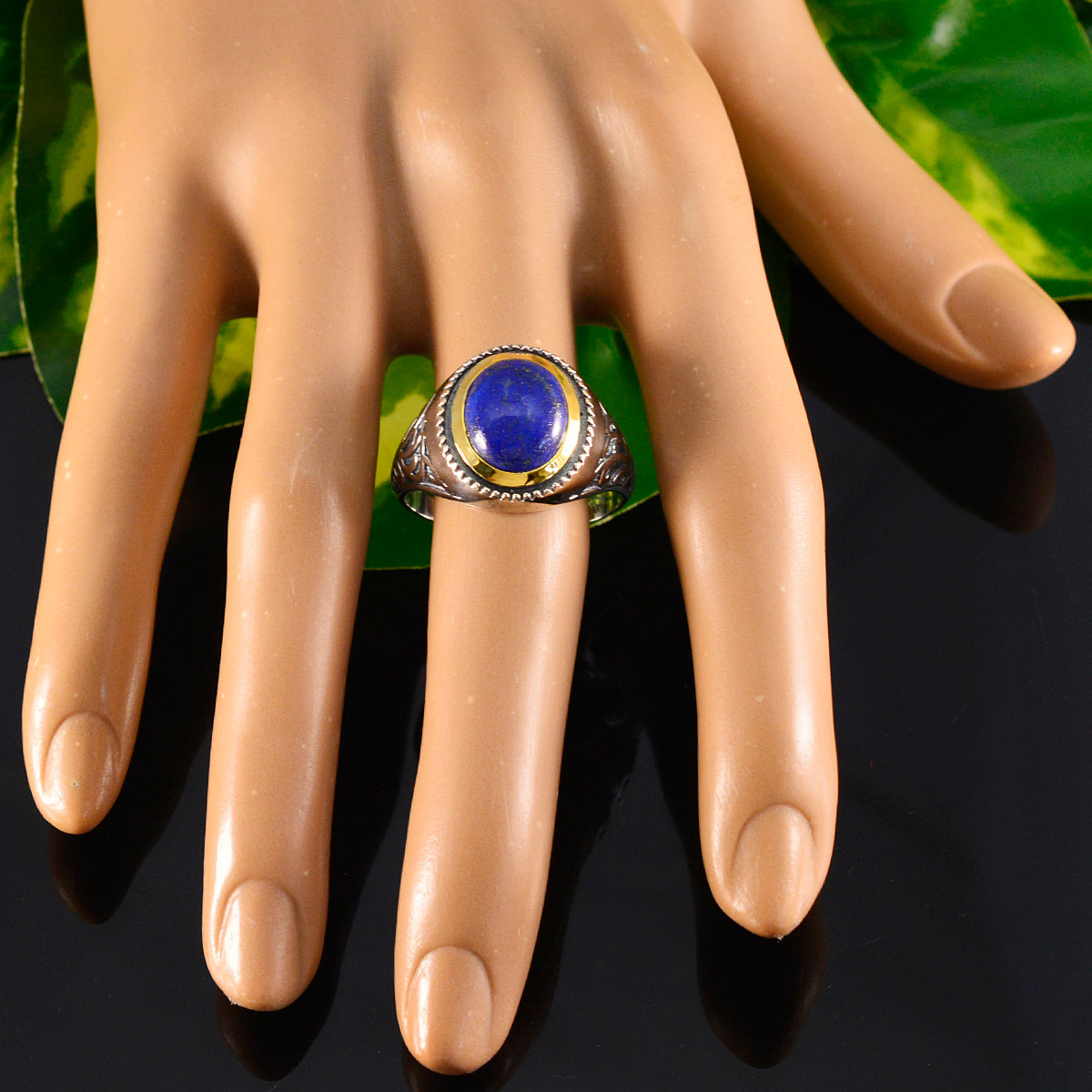 Lapis Lazuli Solitaire Italian Silver Blue Gemstones Eye catching Filigree Ring Jewellery