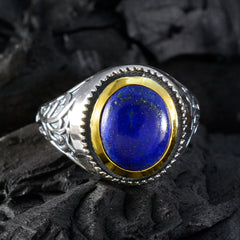 Lapis Lazuli Solitaire Italian Silver Blue Gemstones Eye catching Filigree Ring Jewellery