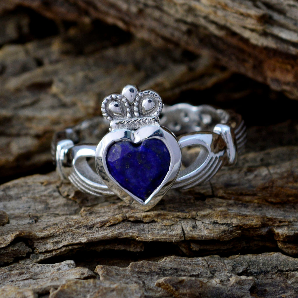 Lapis Lazuli Solitaire French 925 Silver Blue Gemstones Tiny Promise Ring Jewelry