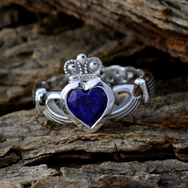 Lapis Lazuli Solitaire French 925 Silver Blue Gemstones Tiny Promise Ring Jewelry