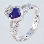 Lapis Lazuli Solitaire French 925 Silver Blue Gemstones Tiny Promise Ring Jewelry