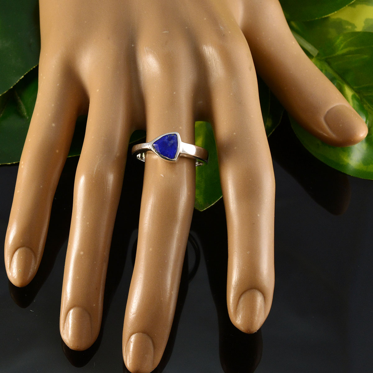 Lapis Lazuli Solitaire Moroccan 92.5 Silver Blue Gems Tiny Boho Ring Jewellery