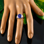 Lapis Lazuli Solitaire Egyptian 92.5 Silver Blue Gemstone Tiny Trendy Ring Jewelry