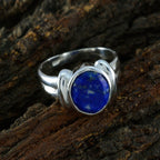 Lapis Lazuli Solitaire Egyptian 92.5 Silver Blue Gemstone Tiny Trendy Ring Jewelry