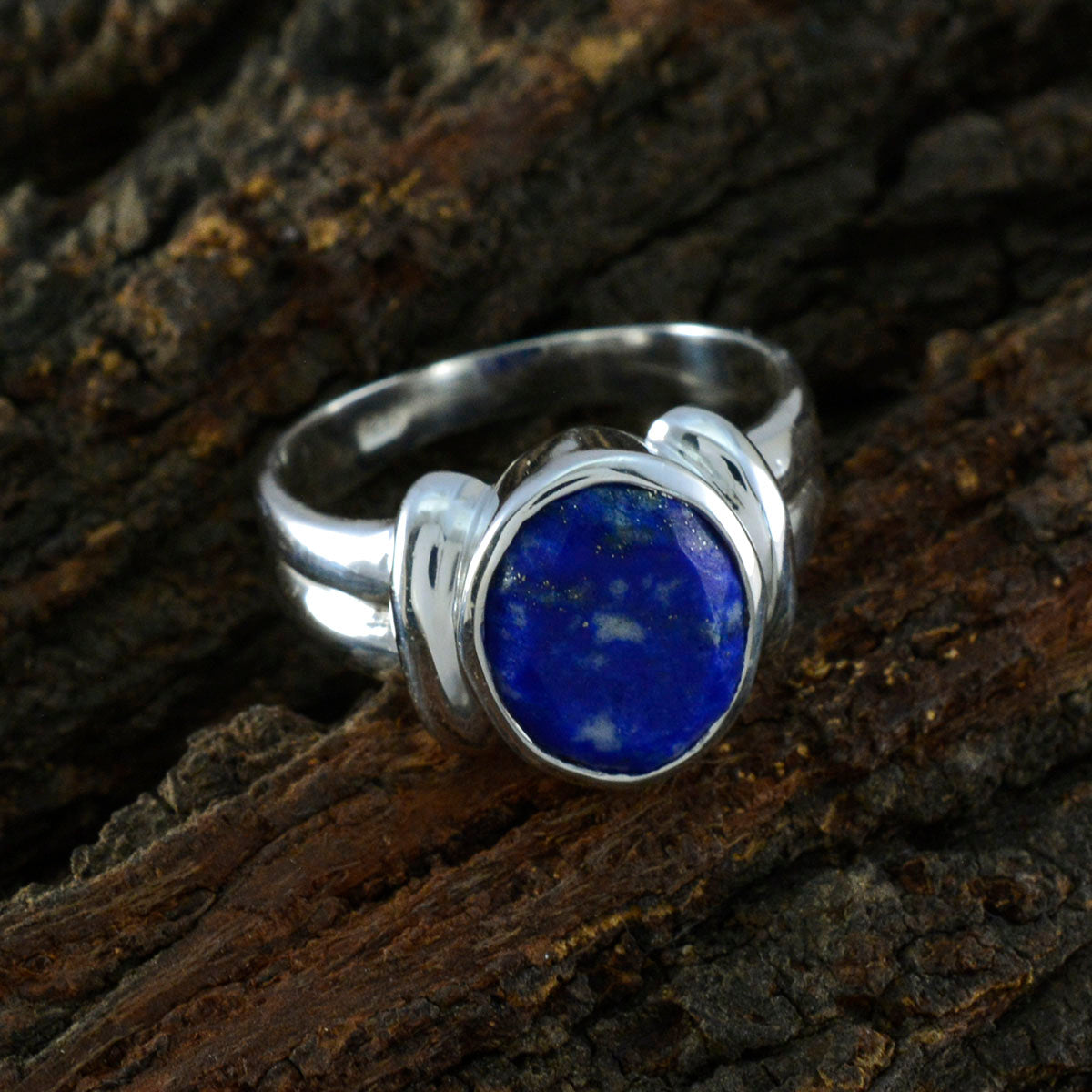 Lapis Lazuli Solitaire Egyptian 92.5 Silver Blue Gemstone Tiny Trendy Ring Jewelry