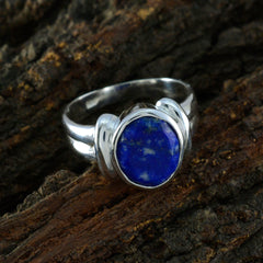 Lapis Lazuli Solitaire Egyptian 92.5 Silver Blue Gemstone Tiny Trendy Ring Jewelry