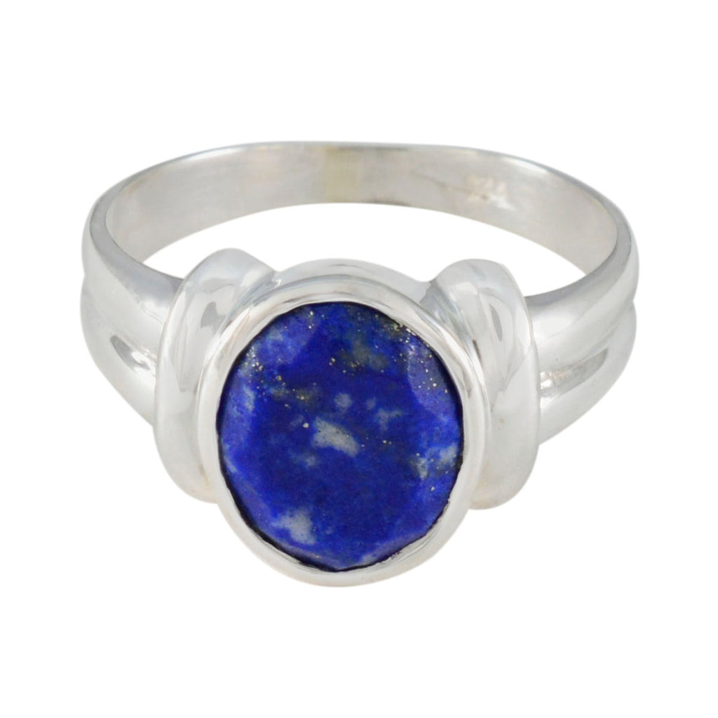 Lapis Lazuli Solitaire Egyptian 92.5 Silver Blue Gemstone Tiny Trendy Ring Jewelry