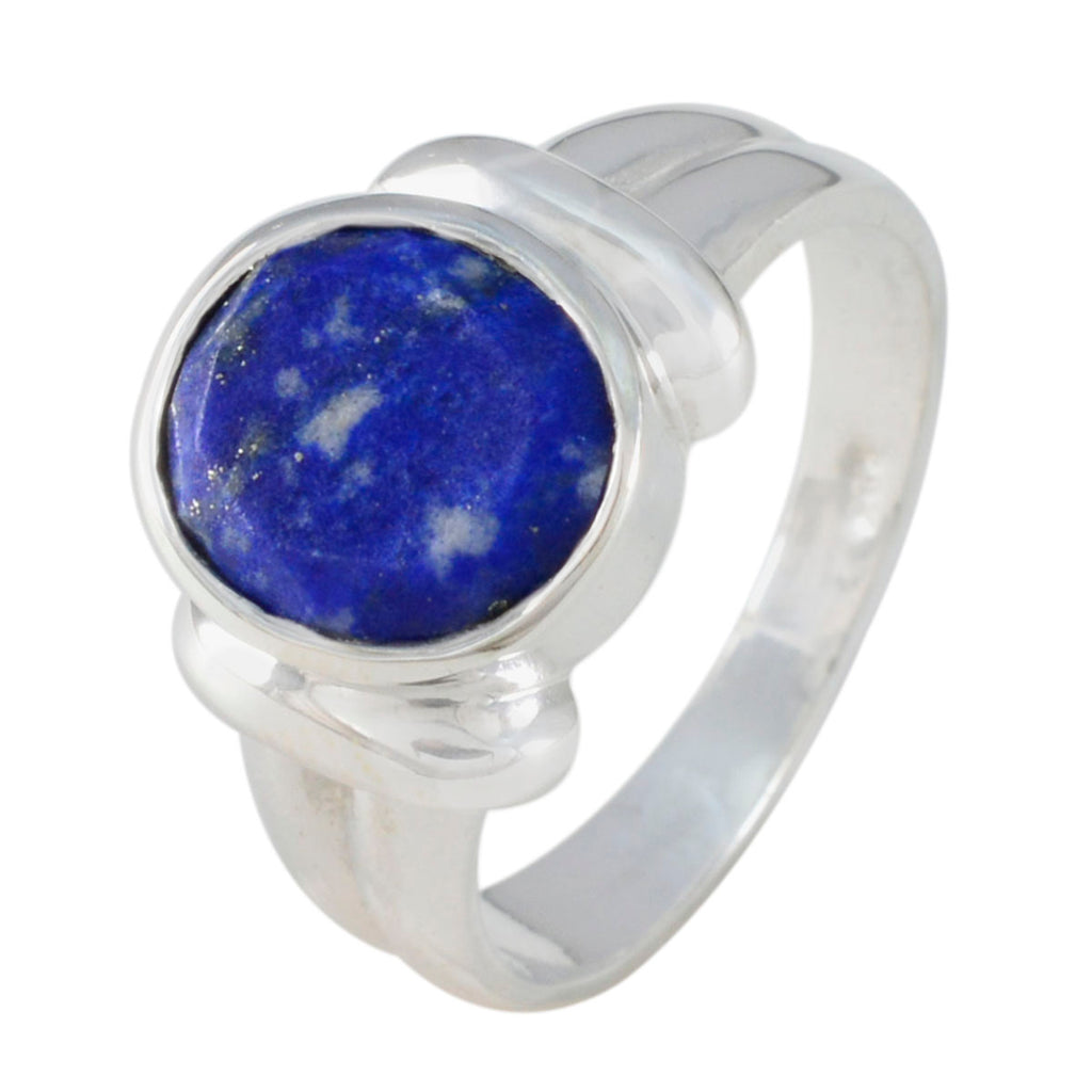 Lapis Lazuli Solitaire Egyptian 92.5 Silver Blue Gemstone Tiny Trendy Ring Jewelry