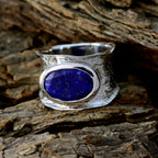Lapis Lazuli Solitaire German Silver Blue Gems Edgy Oversized Band Jewelry