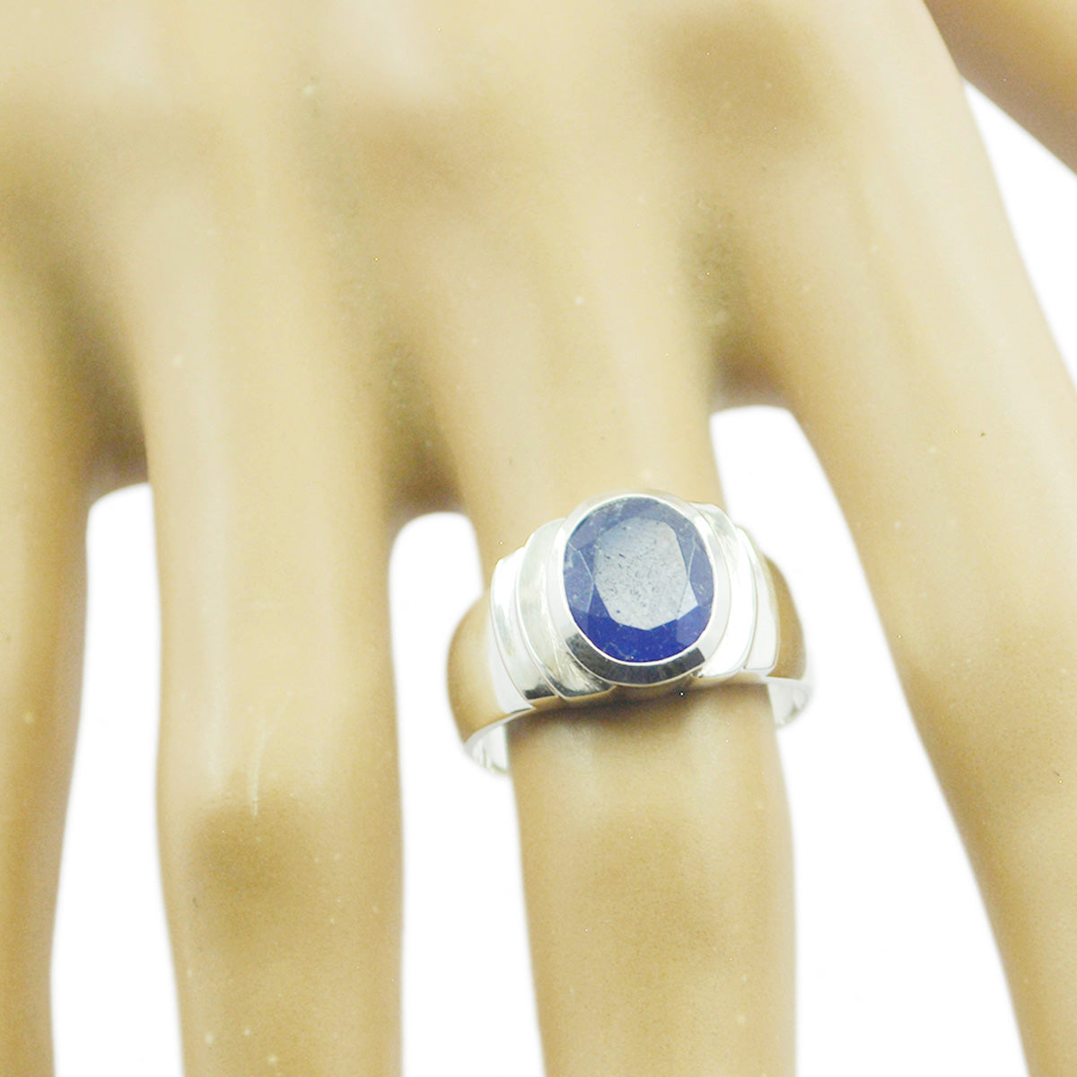 Lapis Lazuli Solitaire Russian Sterling Silver Blue Gemstones Eye catching Engagement Ring Jewellery