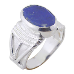 Lapis Lazuli Solitaire Moroccan 925 Silver Blue Gemstone Versatile Retro Ring Jewellery