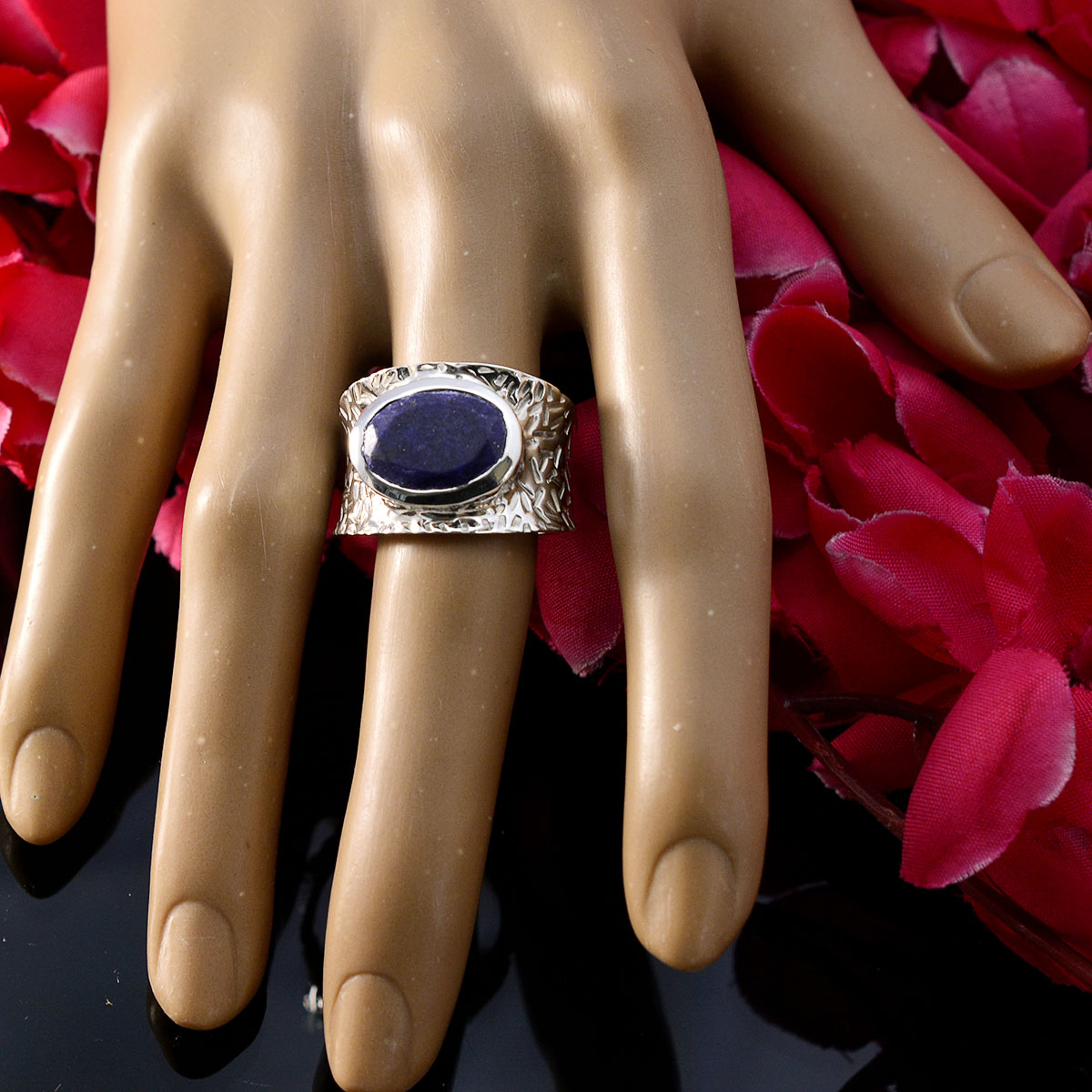 Lapis Lazuli Solitaire Egyptian 925 Silver Blue Gems Essential  engravings Ring Jewelry