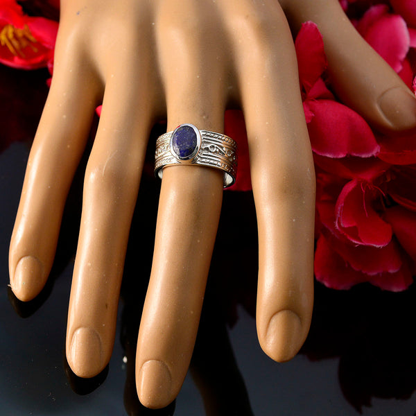 Lapis Lazuli Solitaire French 92.5 Silver Blue Gemstones Mid weight Art Deco Ring Jewellery