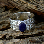 Lapis Lazuli Solitaire French 92.5 Silver Blue Gemstones Mid weight Art Deco Ring Jewellery