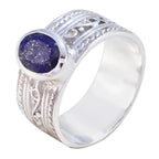 Lapis Lazuli Solitaire French 92.5 Silver Blue Gemstones Mid weight Art Deco Ring Jewellery