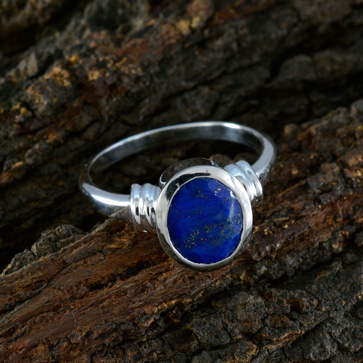 Lapis Lazuli Solitaire Russian 92.5 Silver Blue Gemstones Mid weight Luxurious Ring Jewelry