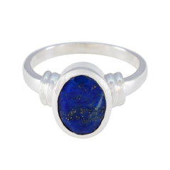 Lapis Lazuli Solitaire Russian 92.5 Silver Blue Gemstones Mid weight Luxurious Ring Jewelry