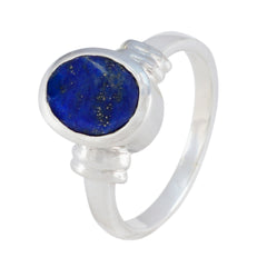Lapis Lazuli Solitaire Russian 92.5 Silver Blue Gemstones Mid weight Luxurious Ring Jewelry