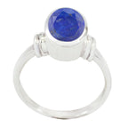 Lapis Lazuli Solitaire Russian 92.5 Silver Blue Gemstones Mid weight Luxurious Ring Jewelry