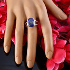 Lapis Lazuli Solitaire German 92.5 Silver Blue Gemstone Mid weight Sophisticated Ring Jewellery