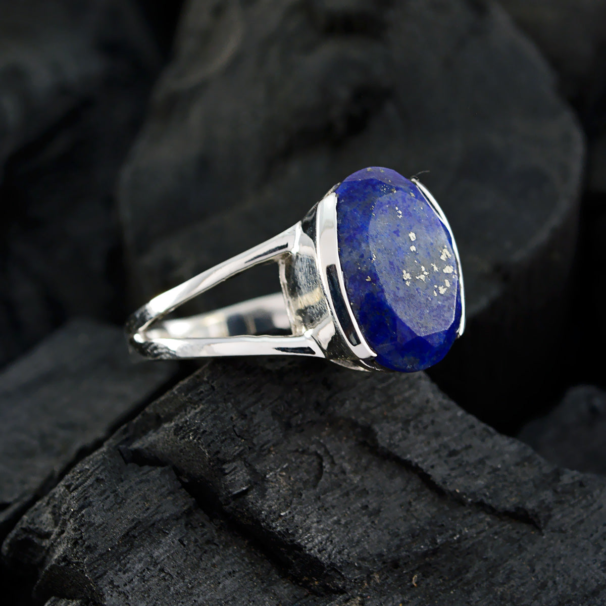 Lapis Lazuli Solitaire German 92.5 Silver Blue Gemstone Mid weight Sophisticated Ring Jewellery