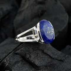 Lapis Lazuli Solitaire German 92.5 Silver Blue Gemstone Mid weight Sophisticated Ring Jewellery