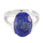 Lapis Lazuli Solitaire German 92.5 Silver Blue Gemstone Mid weight Sophisticated Ring Jewellery