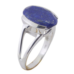 Lapis Lazuli Solitaire German 92.5 Silver Blue Gemstone Mid weight Sophisticated Ring Jewellery